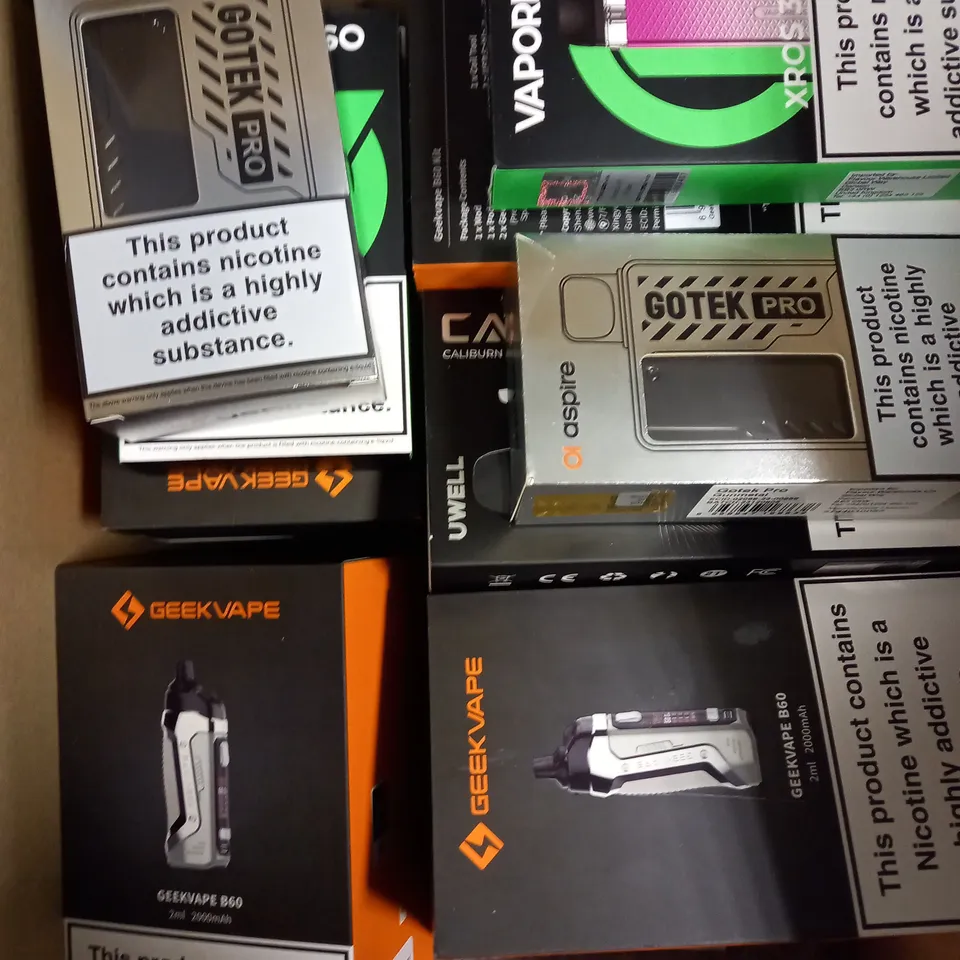 APPROXIMATELY 20 VAPES & E-CIGARETTES TO INCLUDE ASPIRE GOTEK, GEEK VAPE, VAPORESSO ETC  