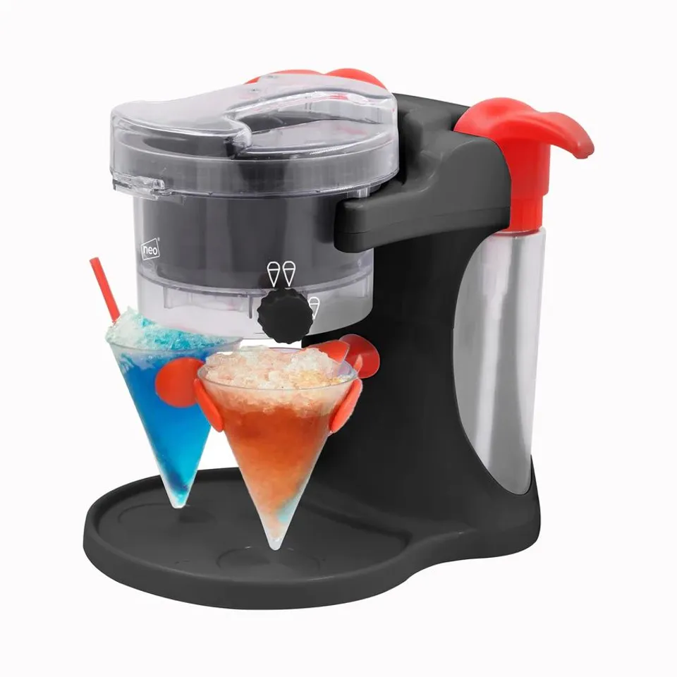 BOXED NEO ICE SNOW CONE SLUSHIE SLUSHY SLUSH COLD SHAVER MAKER ICE SCRAPER DRINKS COCKTAIL MACHINE ELECTRIC CRUSHER DISPENSER WITH 4 STRAWS & 4 CUPS - BLACK (1 BOX)