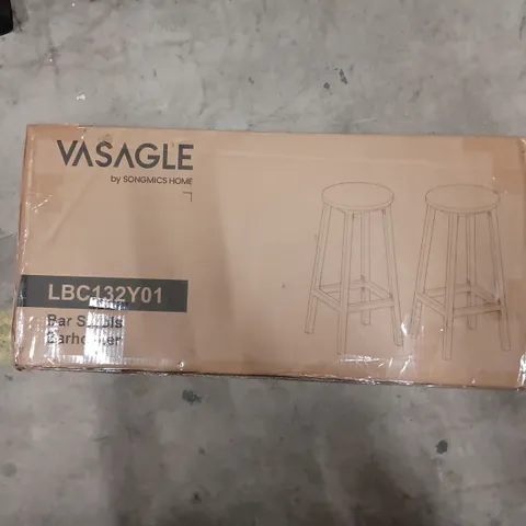 VASAGLE BAR STOOL, SET OF 2, KITCHEN CHAIR, HIGH SEAT, METAL FRAME, EASY ASSEMBLY, WITH FOOTREST, FOR KITCHEN, LIVING ROOM, DINING ROOM, CLASSIC BEIGE AND WHITE OAK LBC032W09