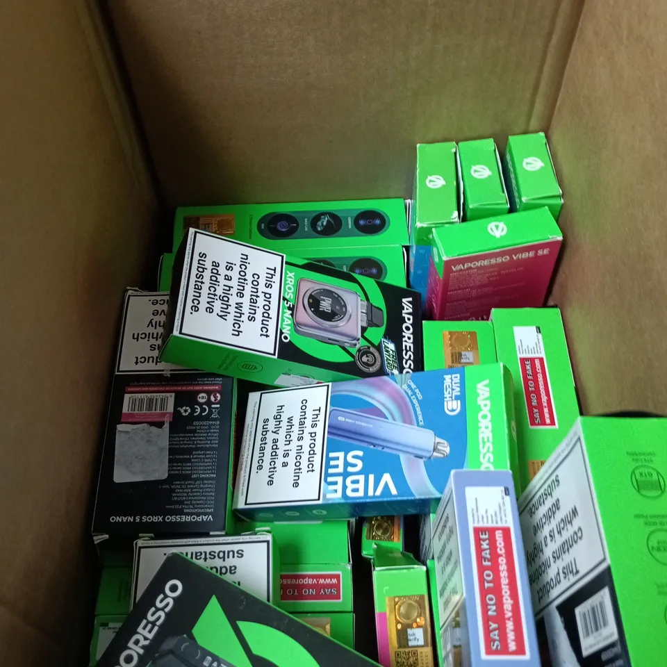 BOX OF APPROXIMATELY 30 VAPORESSO ECIGS