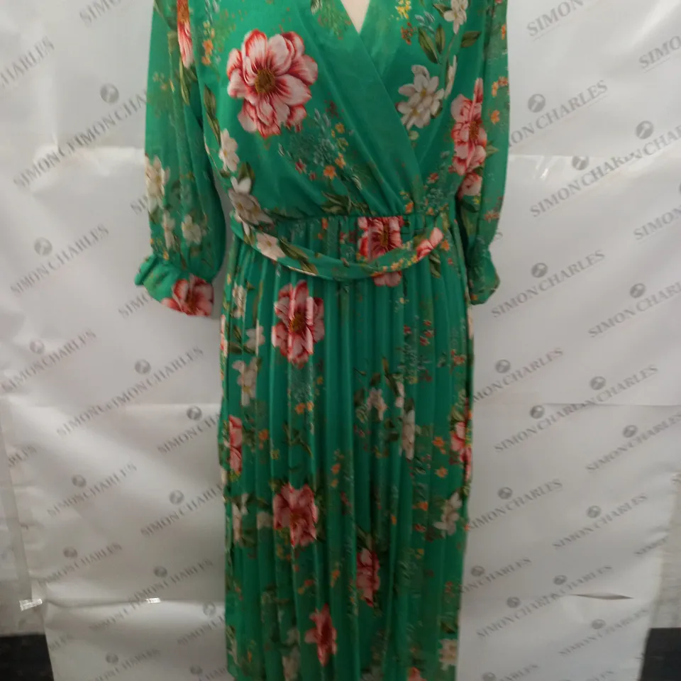BLUE VANILLA MARIAMA FLORAL PLEAT DRESS - M/L