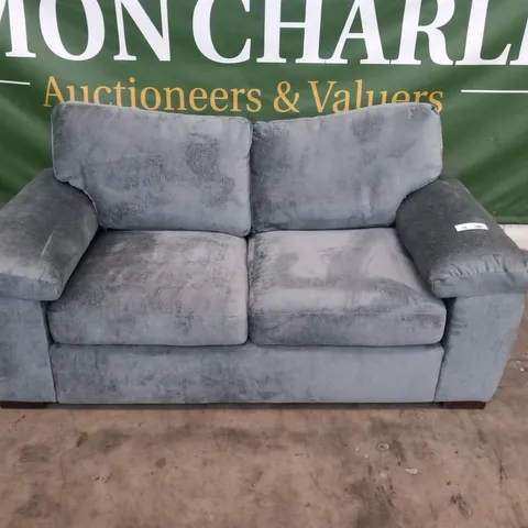 DESIGNER SILVER FABRIC TWO SEATER SOFA