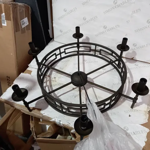 BOXED DESIGNER 6LT BLACK BRUSHED METAL ROUND FRAME CEILING PENDANT