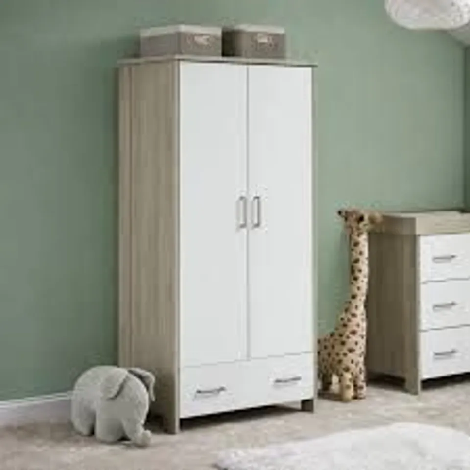 BOXED OBABY NIKA DOUBLE WARDROBE - GREY WASH & WHITE (3 BOXES)
