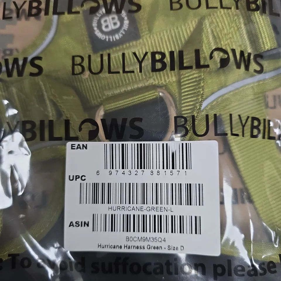 BULLYBILLOWS HURRICANE HARNESS GREEN – SIZE D