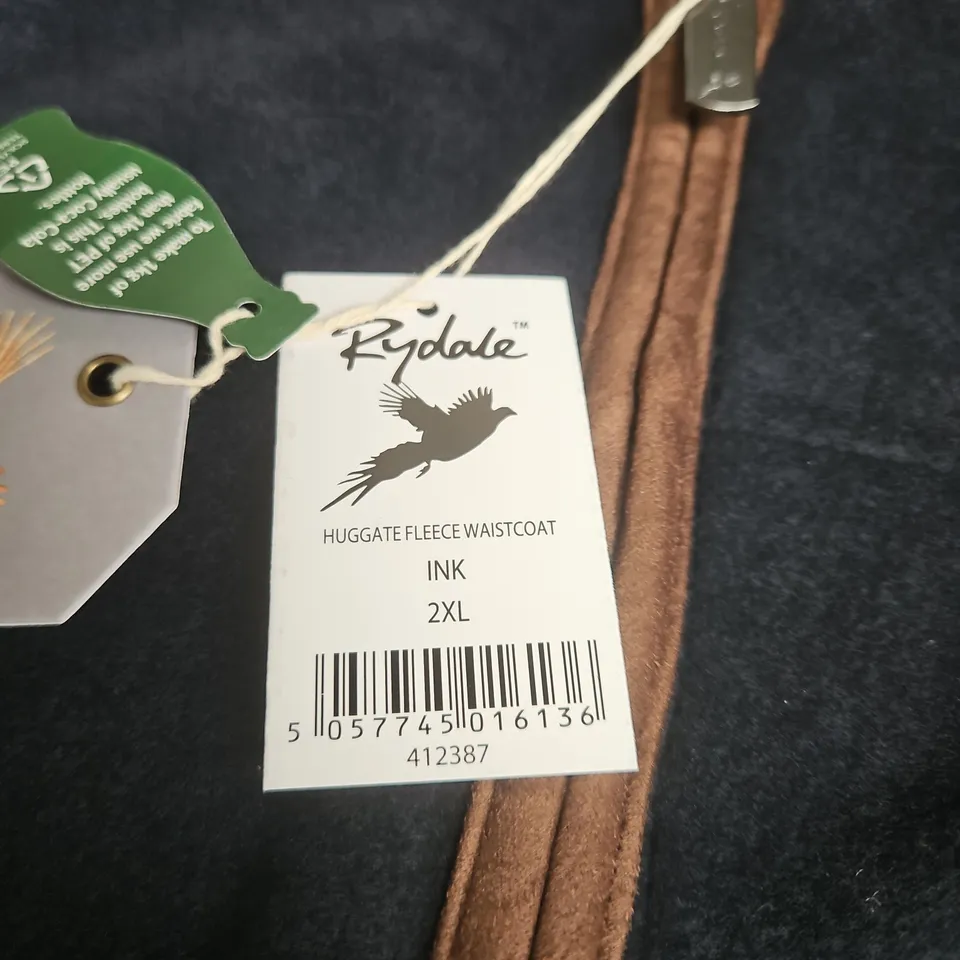 RYDALE HUGGATE RANGE FLEECE WAISTCOAT – INK, 2XL (TAG ATTACHED)