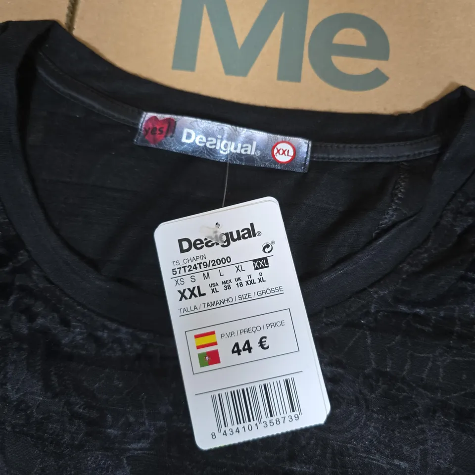 DESIGUAL BLACK FLORAL OVERLAY TOP – WOMEN'S, XXL