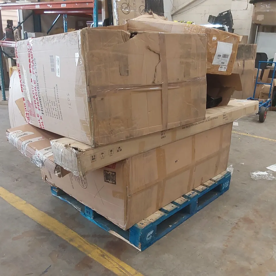 PALLET OF ASSORTED CONSUMER PRODUCTS/FURNITURE PARTS 