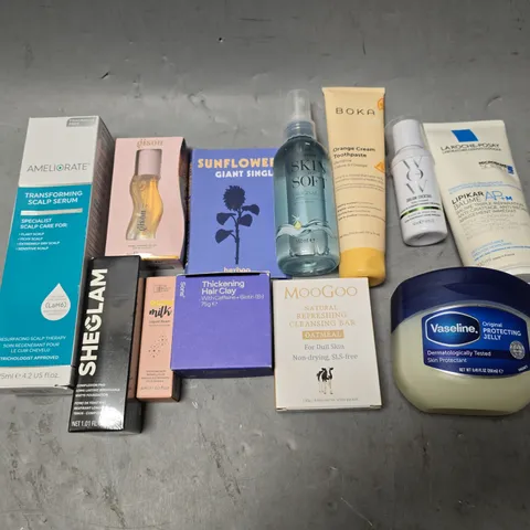 APPROXIMATEY 15 ASSORTED HEALTH AND BEAUTY PRODUCTS TO INCLUDE MOOGOO, BOKA TOOTHPASTE, AND VASELINE ETC. 