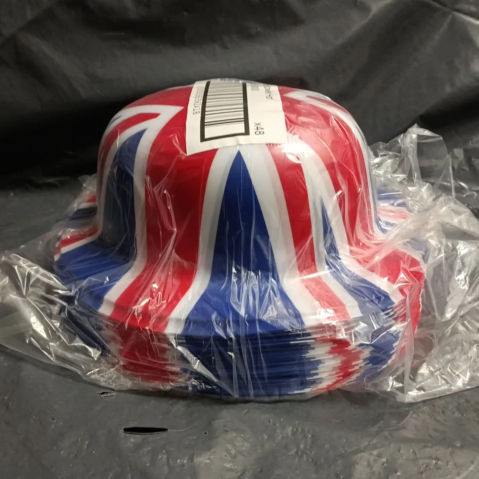 PACK OF 48 UNION JACK PARTY BOWLER HATS