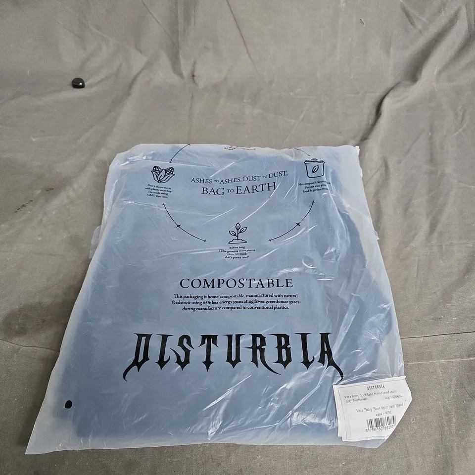 DISTURBIA VERA BABY BOOT SPLIT HEM FLARED JEANS – W30