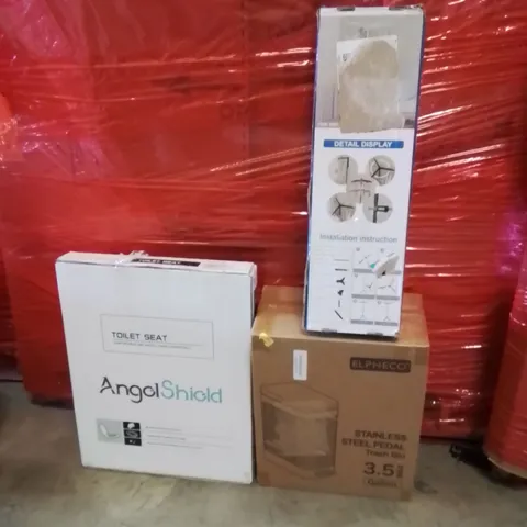 PALLET OF ASSORTED HOUSEHOLD GOODS AND PRODUCTS TO INCLUDE;CLOTHES AIRER,TOILET SEAT,STAINLESS STEEL PEDAL TRASH CAN 