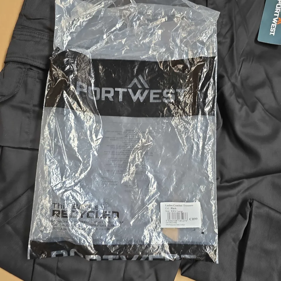 BRAND NEW PORTWEST LADIES COMBAT TROUSERS IN BLACK - XXXL