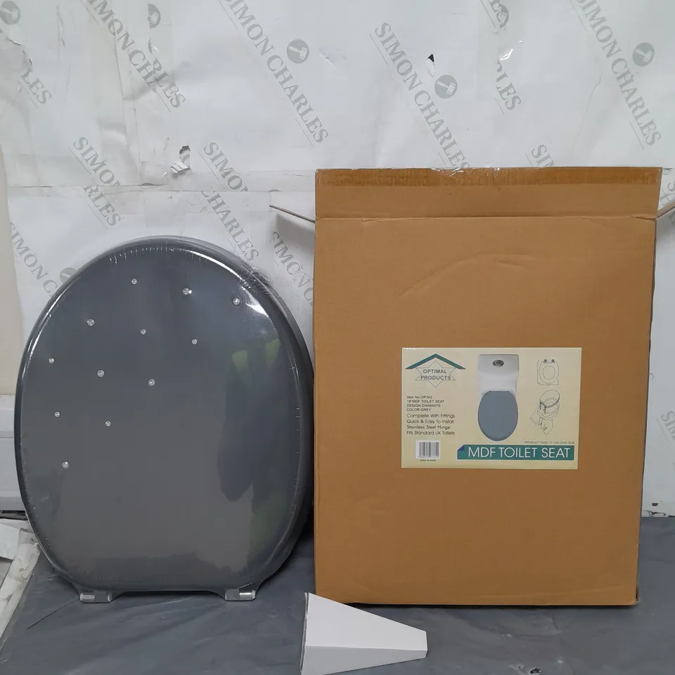 BOXED MDF TOILET SEAT DIAMANTE GREY 