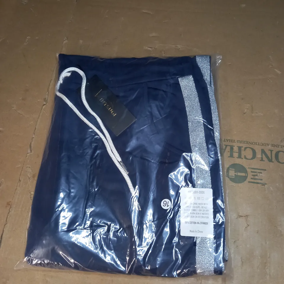 KINTSUGI NAVY JOGGERS WITH SILVER SIDE SEAM SIZE 16