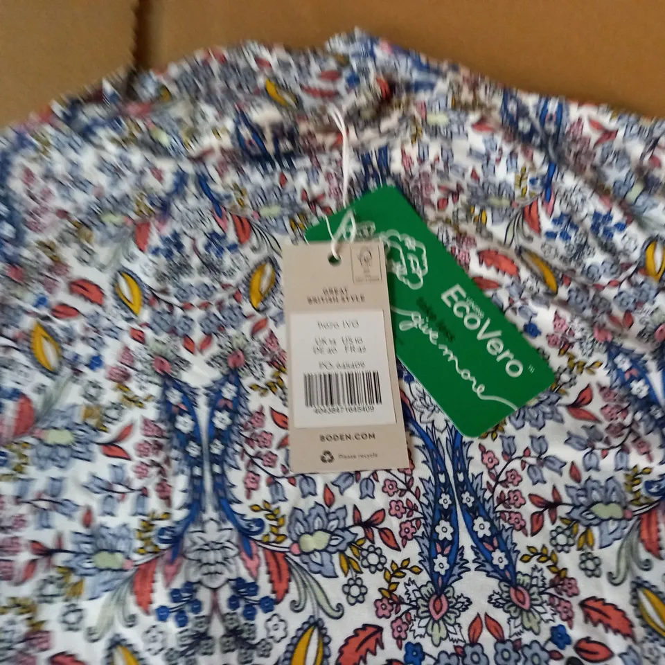BODEN PATTERNED LONG SLEEVE TOP - UK 14