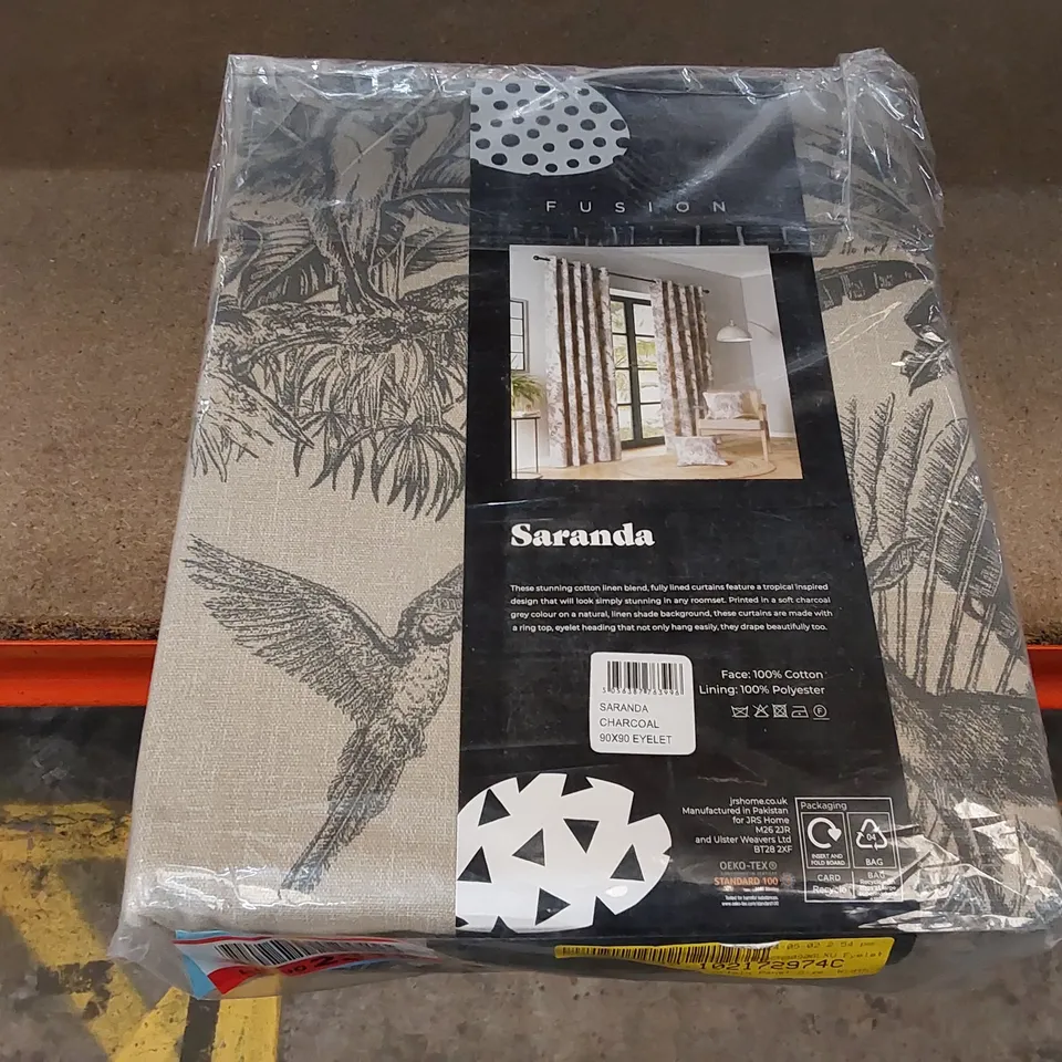 BAGGED EYELET ROOM DARKENING CURTAINS - SARANDA CHARCOAL // 90" X 90" (1 ITEM)