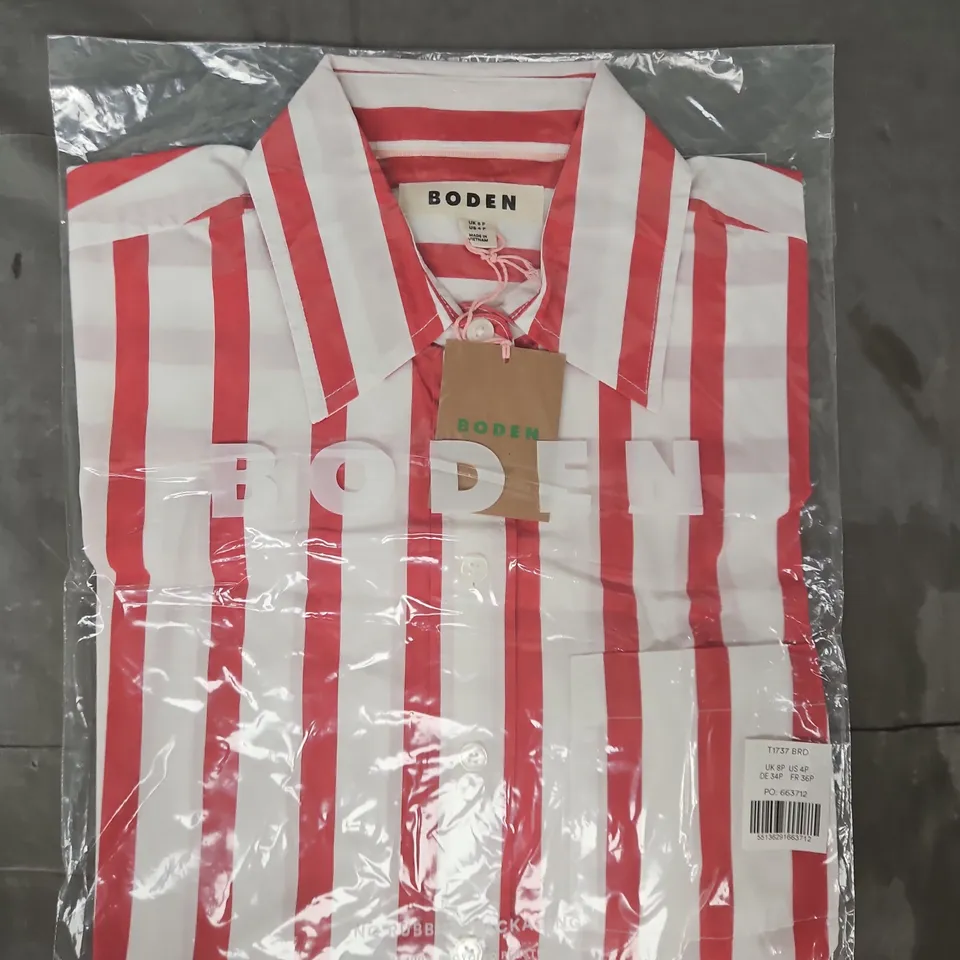 BAGGED BODEN STRIPED SHIRT IN RED/WHITE SIZE 8P