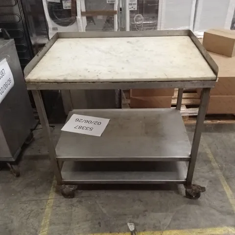 KITCHEN PREP TABLE WITH SMOOTH CASTORS AND ADJUSTABLE FEET