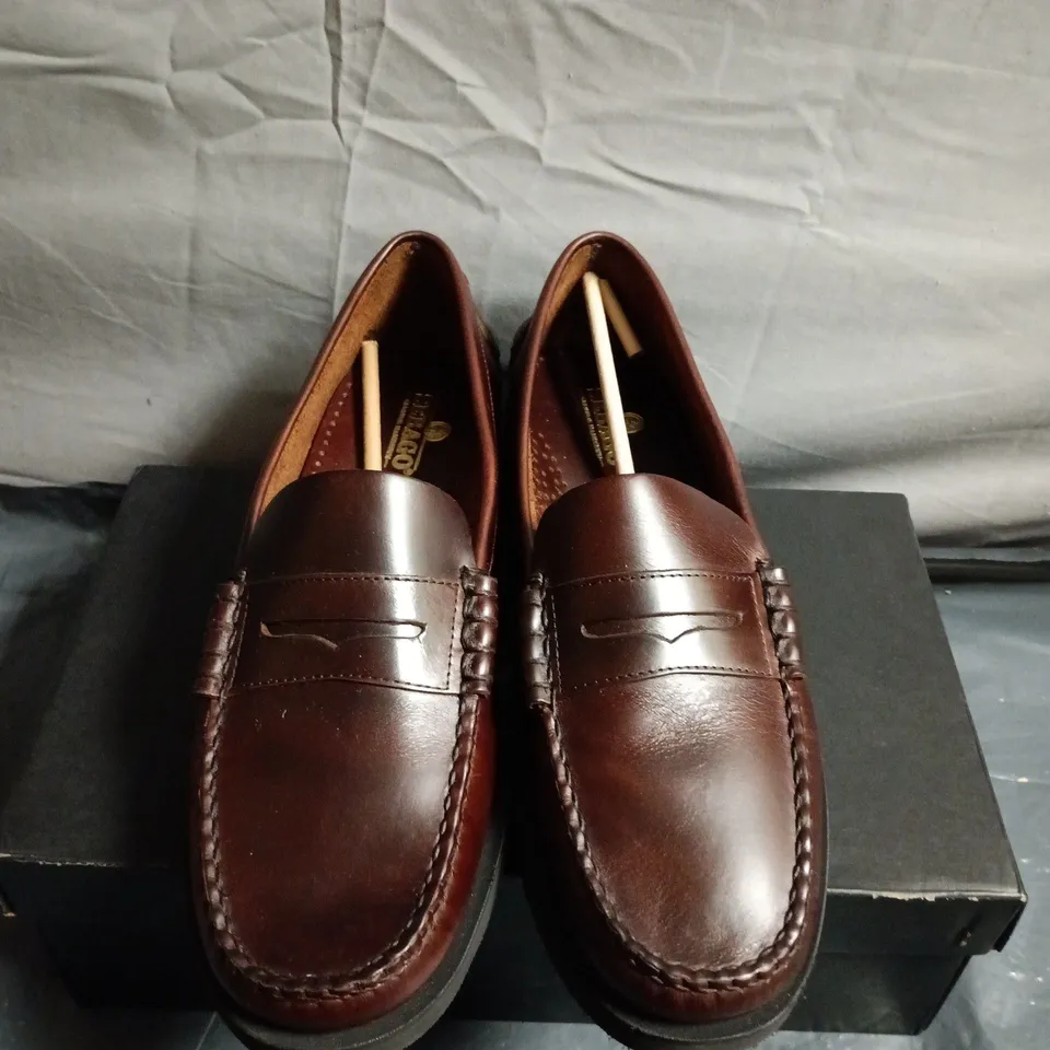 SEBAGO DAN WAXY BROWN LEATHER PENNY LOAFERS – MEN'S UK 10