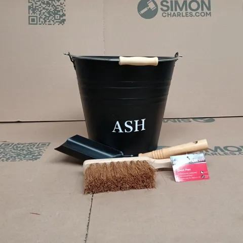 ASH BUCKET WITH LID AND BRUSH