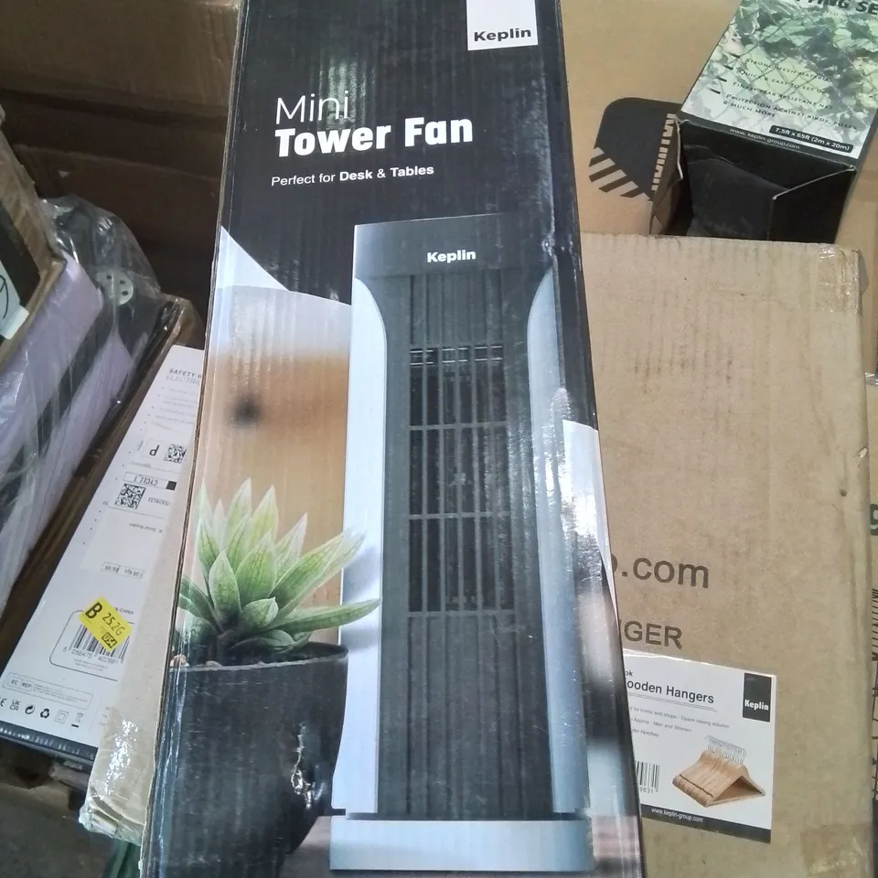 BOXED KEPLIN MINI TOWER FAN IN WHITE WITH REMOTE CONTROL 