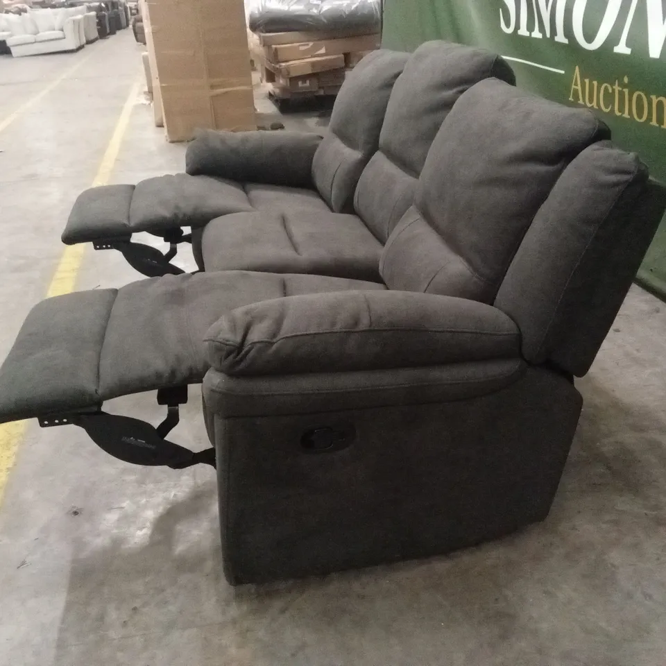 ALBION FABRIC 3 SEATER HIGH BACK MANUAL RECLINER SOFA - CHARCOAL RRP £749