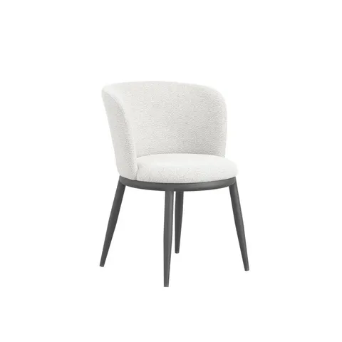 BOXED MULAK VELVET UPHOLSTERED CREAM DINING CHAIR