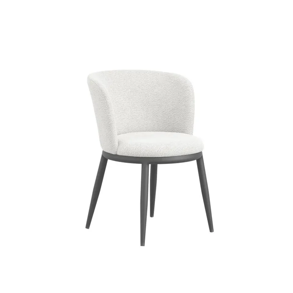BOXED MULAK VELVET UPHOLSTERED CREAM DINING CHAIR
