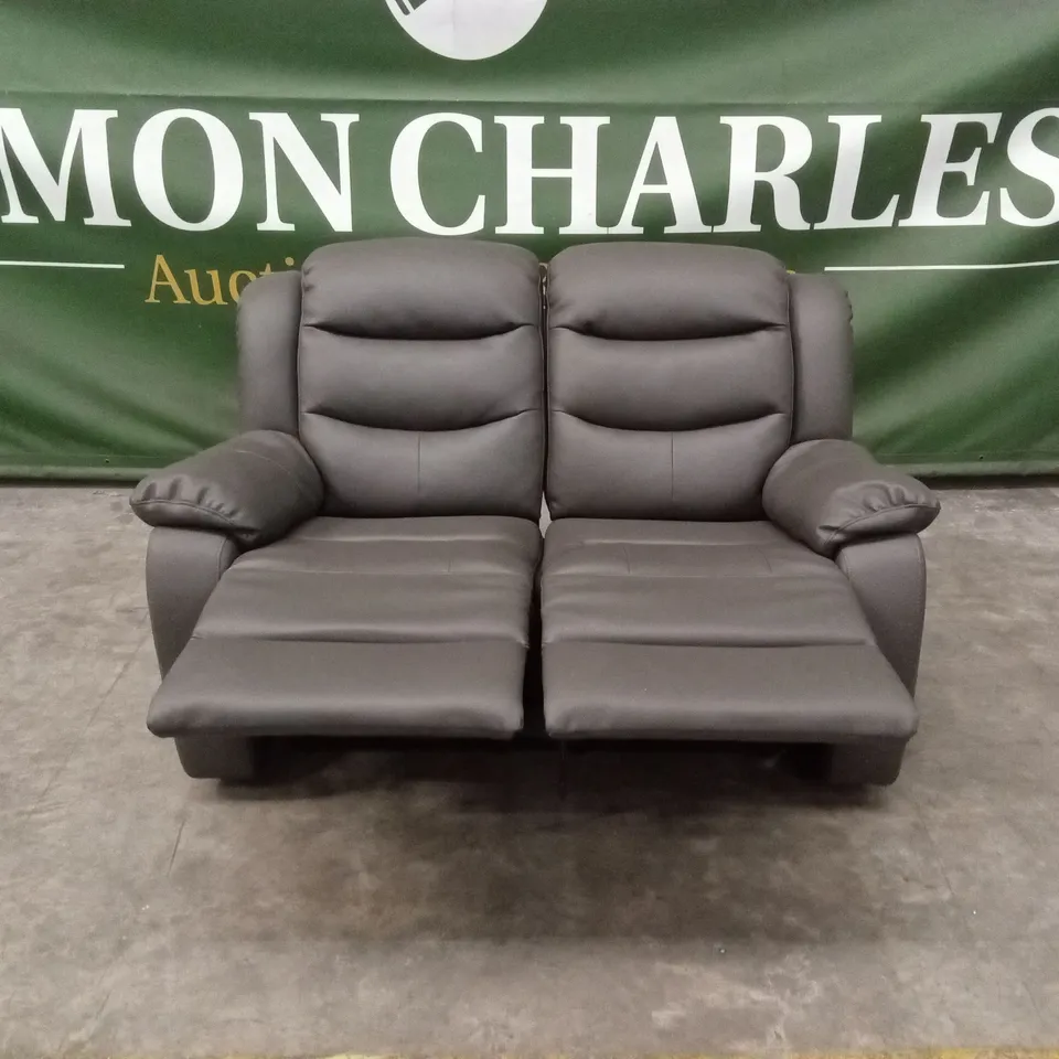 ROTHBURY LUXURY FAUX LEATHER HIGH BACK 2 SEATER MANUAL RECLINER SOFA - CHARCOAL RRP £629