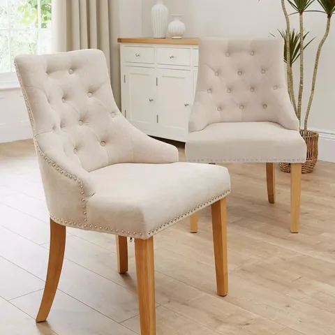 PAIR OF WARWICK DINING CHAIRS - NATURAL/OAK (1 BOX) - COLLECTION ONLY 