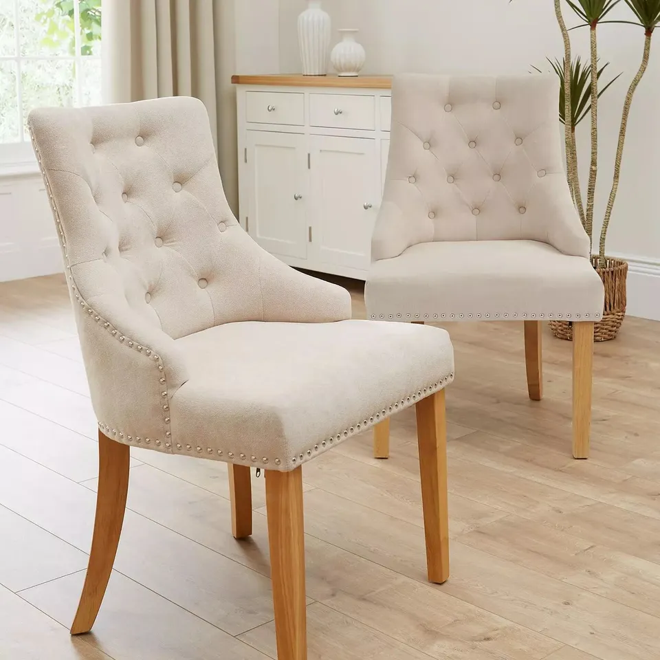 PAIR OF WARWICK DINING CHAIRS - NATURAL/OAK (1 BOX) - COLLECTION ONLY 