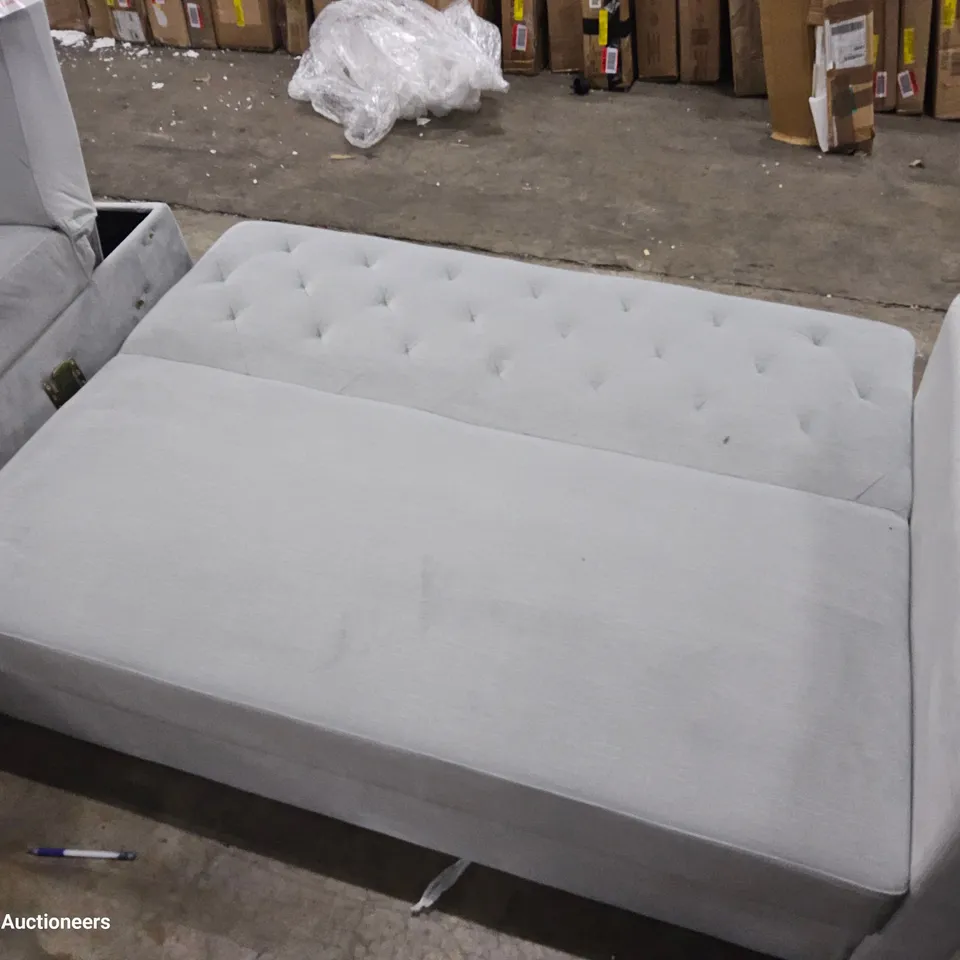 DESIGNER CHAISE BED SETTEE GREY FABRIC 