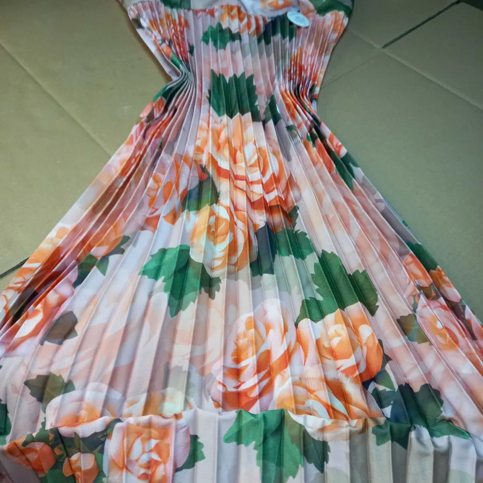 CHI CHI MINK RUFFLE FLORAL PRINT MIDI DRESS - SIZE 16