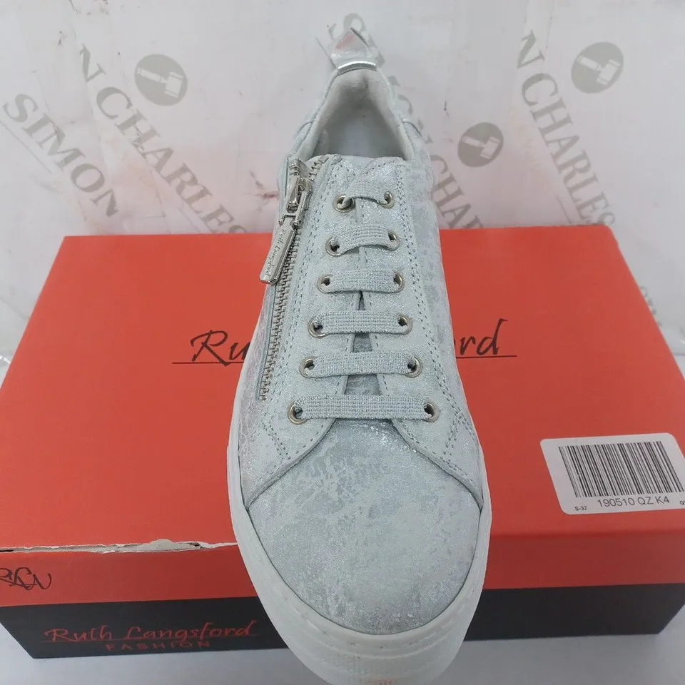RUTH LANGSFORD SILVER ZIP TRAINERS - SIZE 37