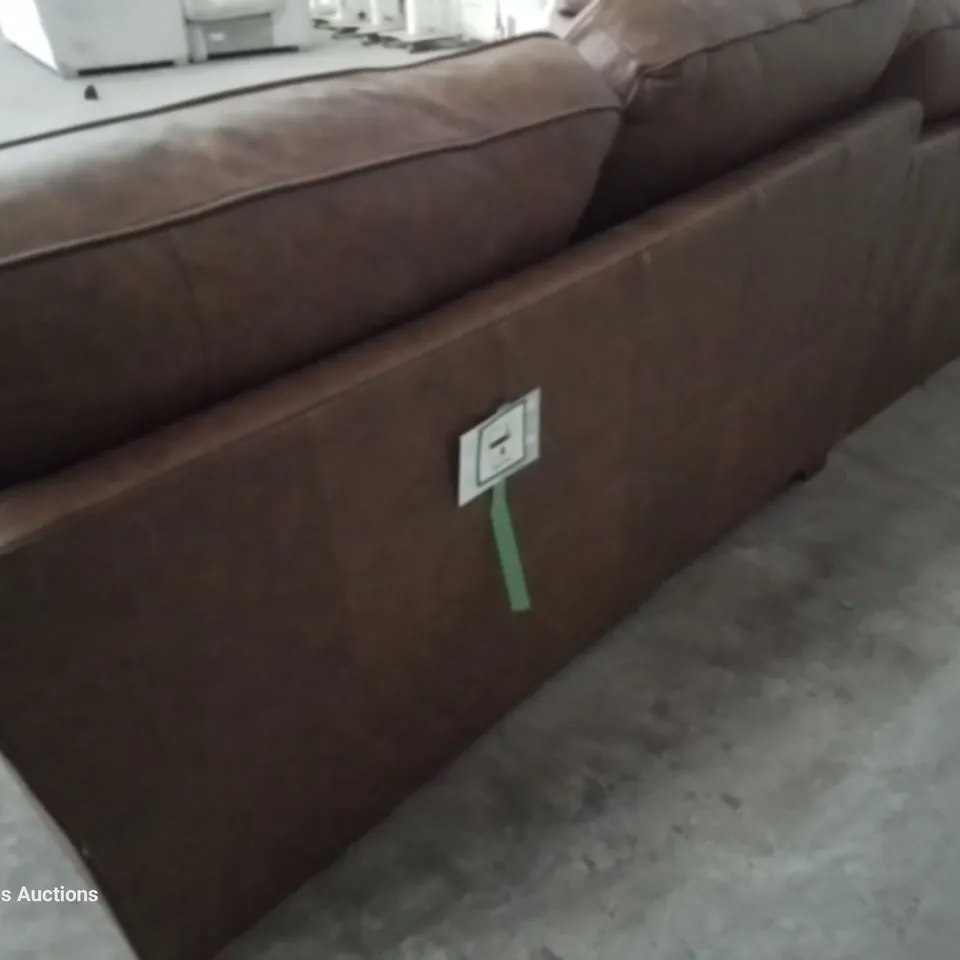 QUALITY DESIGNER ABBEY LH CHAISE SOFA CHESTNUT LEATHER