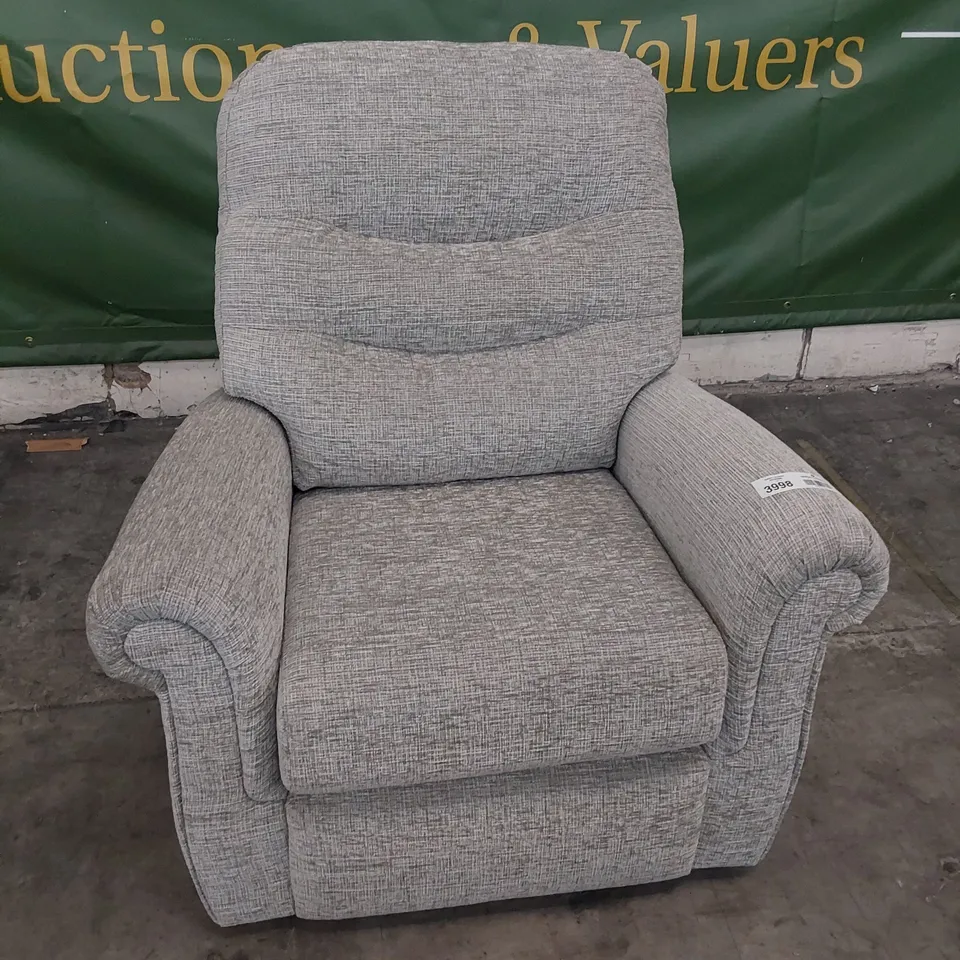 QUALITY BRITISH DESIGNER G PLAN HOLMES SMALL ARMCHAIR FARROW MIST FABRIC 