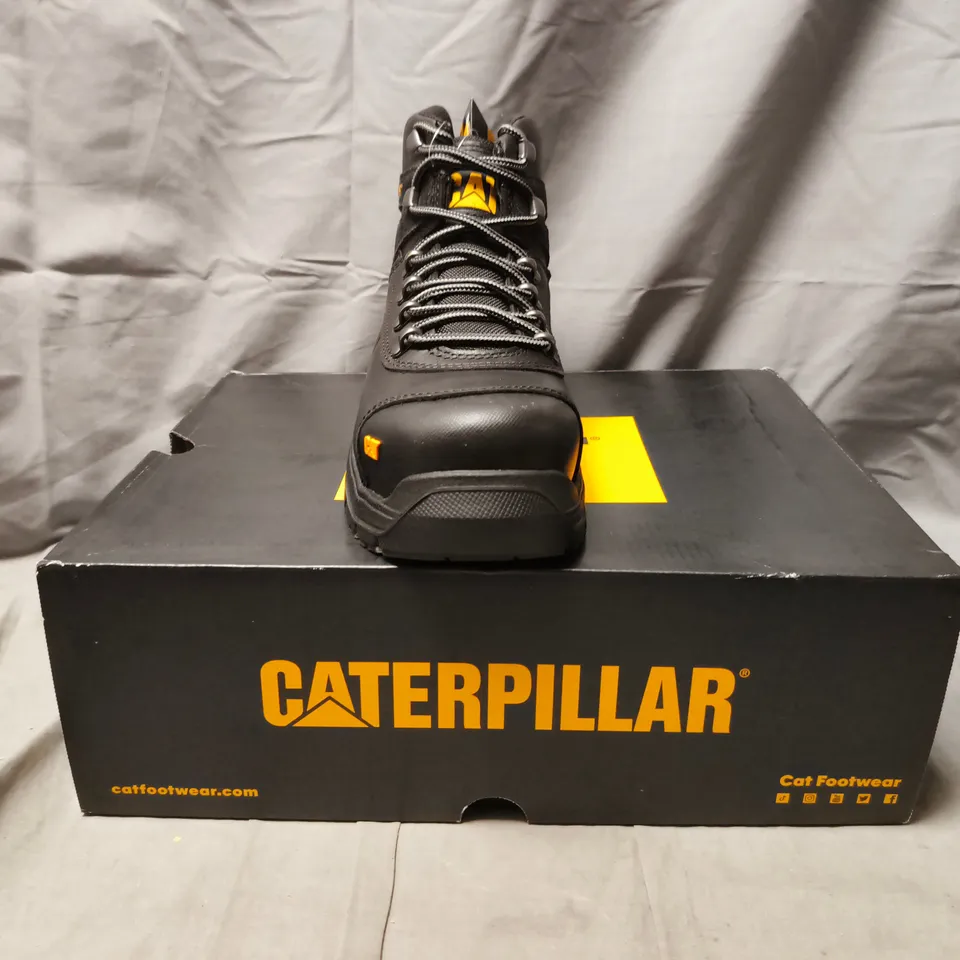 BOXED PAIR OF CAT PNEUMATIC 2.0 EN/STEEL TOE SAFETY BOOTS IN BLACK SIZE UK 8