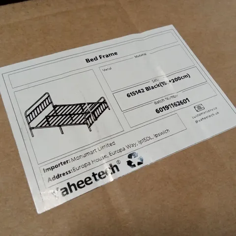 BOXED YAHEETECH 5FT KING SIZE BED FRAME - BLACK (1 BOX)
