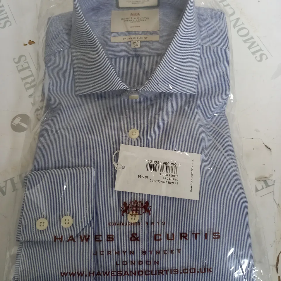 HAWES & CURTIS ST JAMES SLIM FIT SHIRT IN BLUE/WHITE - 16.5/36
