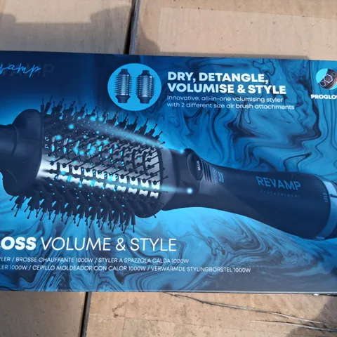 BOXED REVAMP PROFESSIONAL PROGLOSS VOLUME AND STYLE 1000W HOT BRUSH STYLER DR-2500-GB
