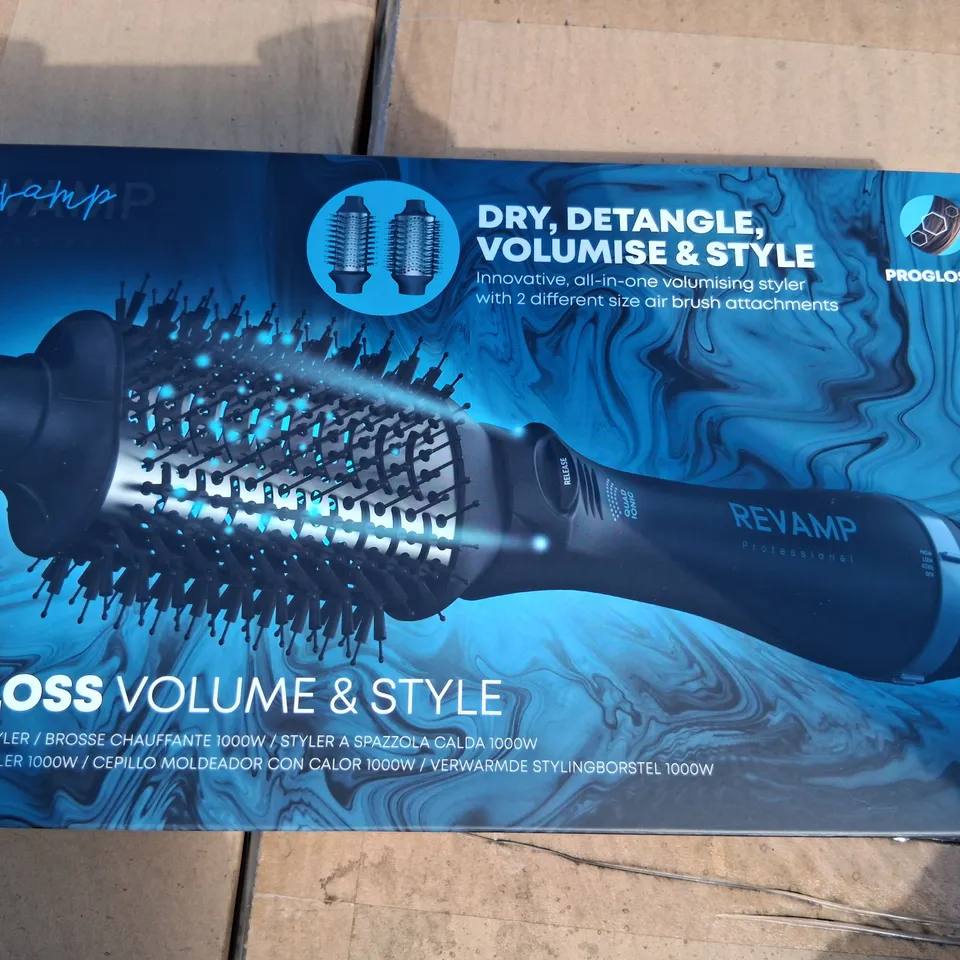 BOXED REVAMP PROFESSIONAL PROGLOSS VOLUME AND STYLE 1000W HOT BRUSH STYLER DR-2500-GB