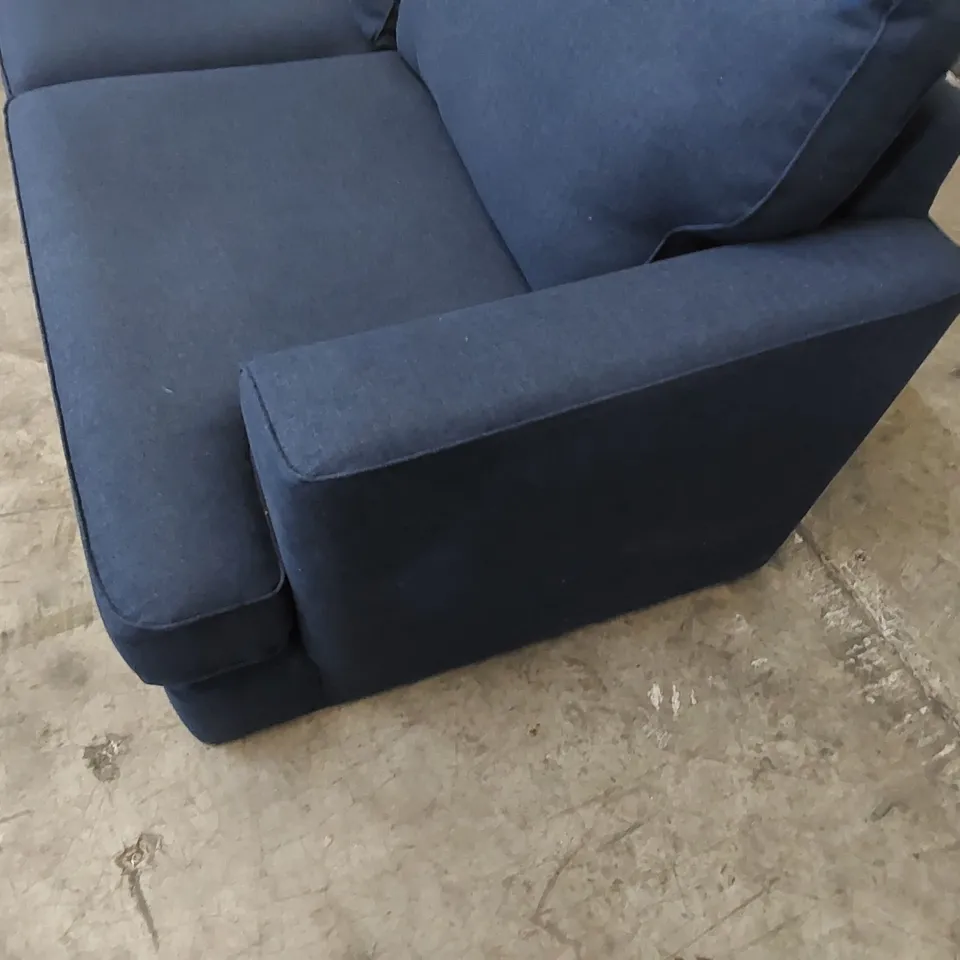 DESIGNER 3 SEATER SOFA IN NAVY FABRIC