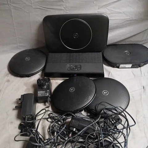 BOX OF APPROXIMATELY 6 ASSORTED BT HUBS WITH CABLES