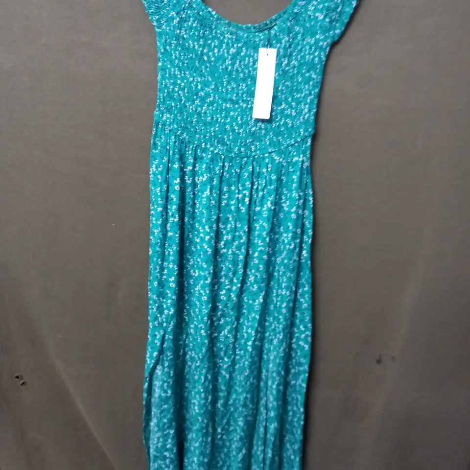 ROMAN DITSY BARDOT DRESS WITH FLORAL DESIGN IN GREEN - S12