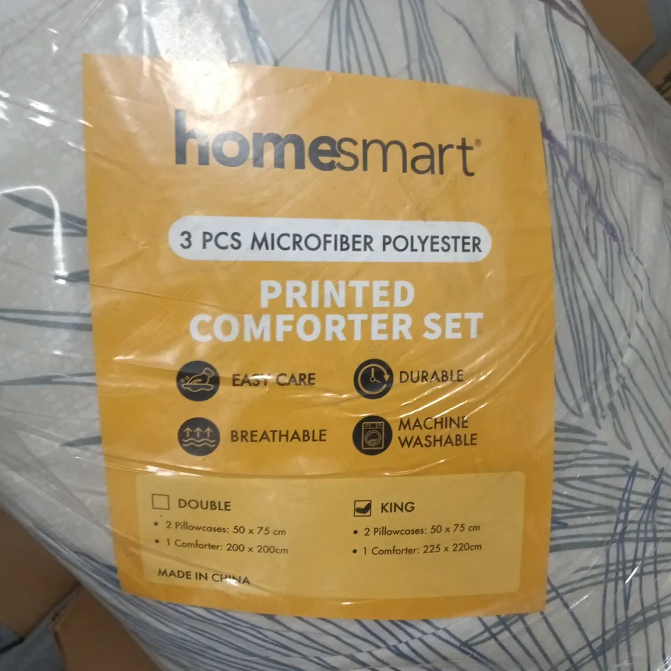 HOMESMART 3-PIECE MICROFIBER POLYESTER PRINTED COMFORTER SET KING SIZE