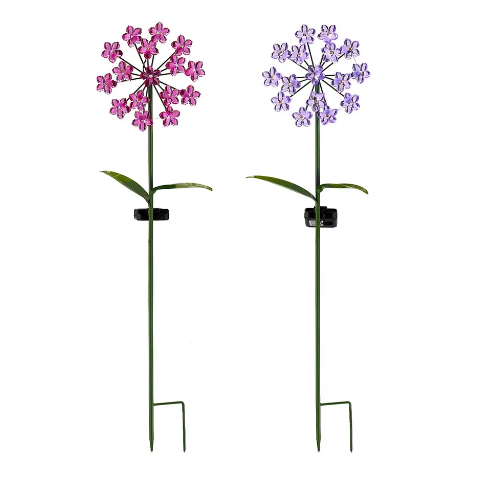 GARDEN REFLECTIONS SET OF 2 FLORAL SOLAR STAKE LIGHTS