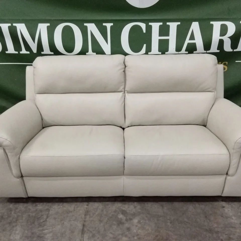 QUALITY DESIGNER ITALIAN MADE 3 SEATER LEATHER SOFA - SAND
