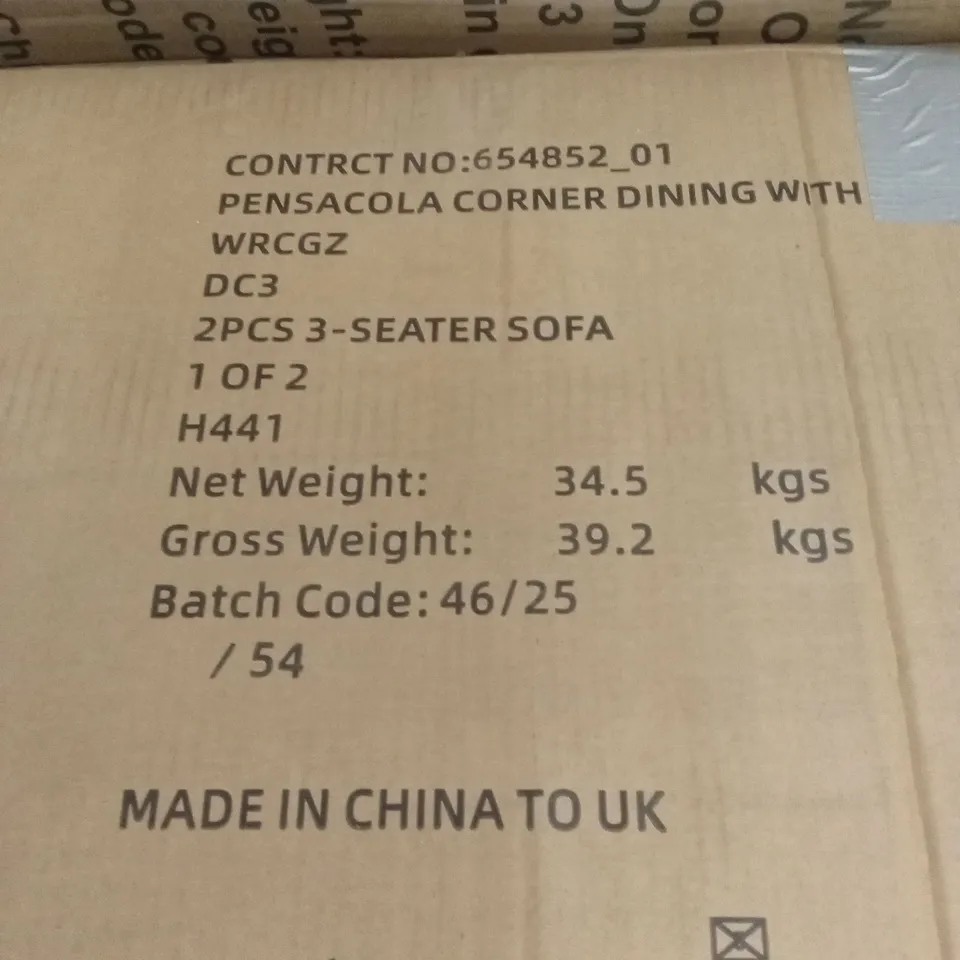 BOXED PENSACOLA OUTDOOR CORNER DINING SOFA // SOFA PARTS ONLY (1 BOX)