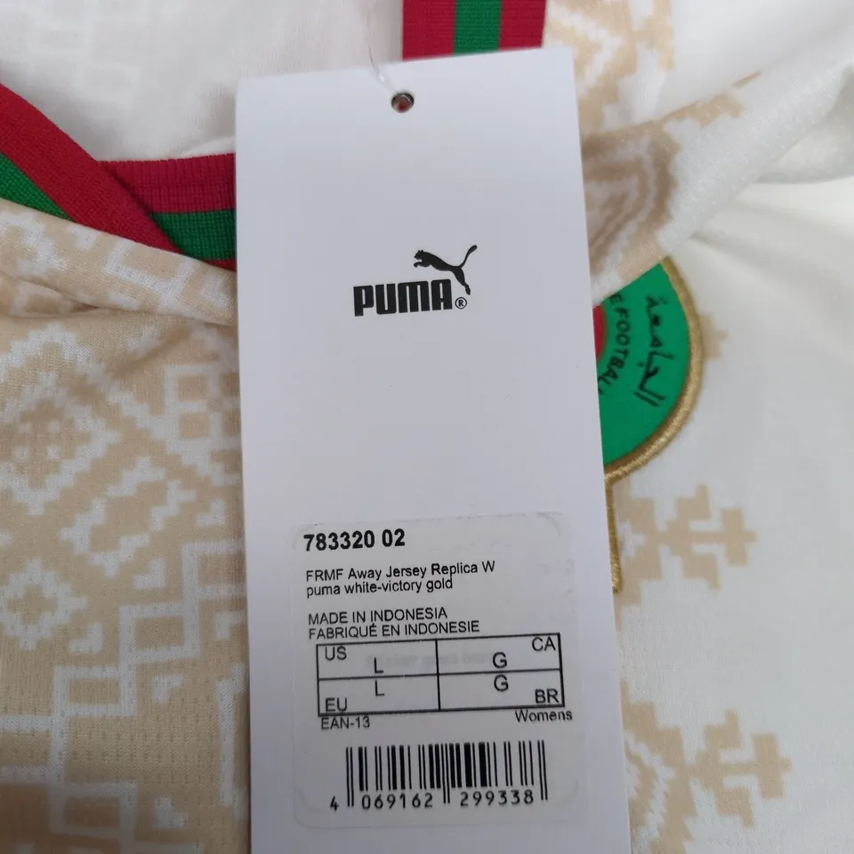MOROCCO FRMF AWAY JERSEY REPLICA – WOMEN'S, PUMA, WHITE/VICTORY GOLD (US L)